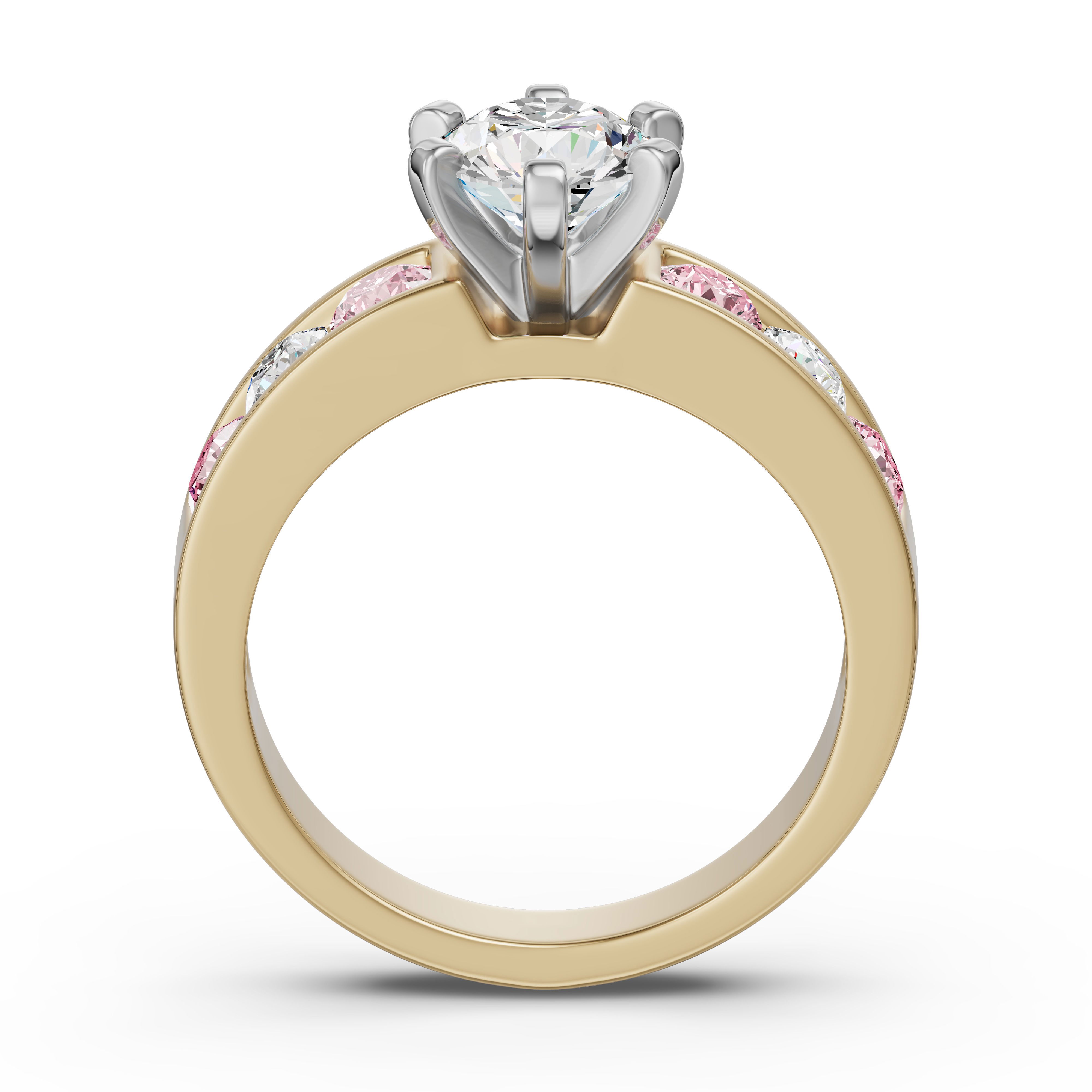 Diamond Diva Round Cut Engagement Ring - Rose