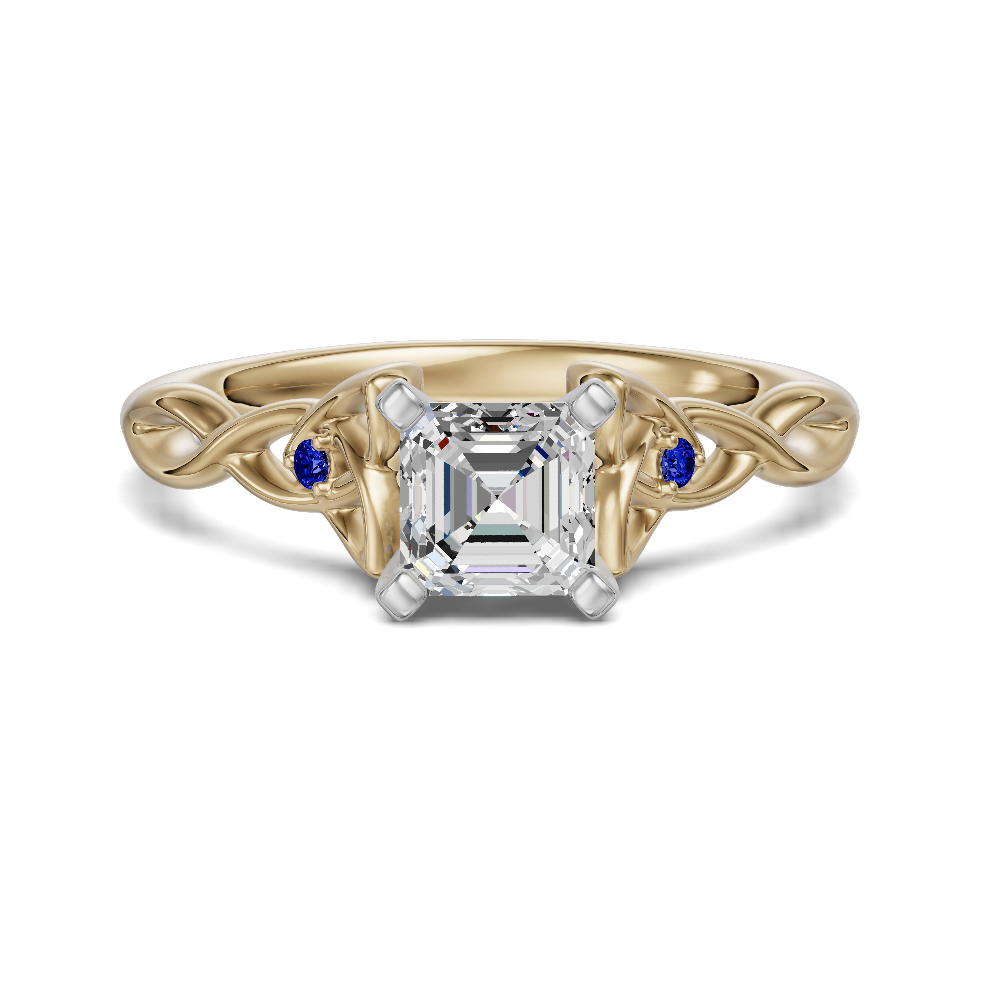 Celtic Knot Asscher Cut Engagement Ring - Sapphire