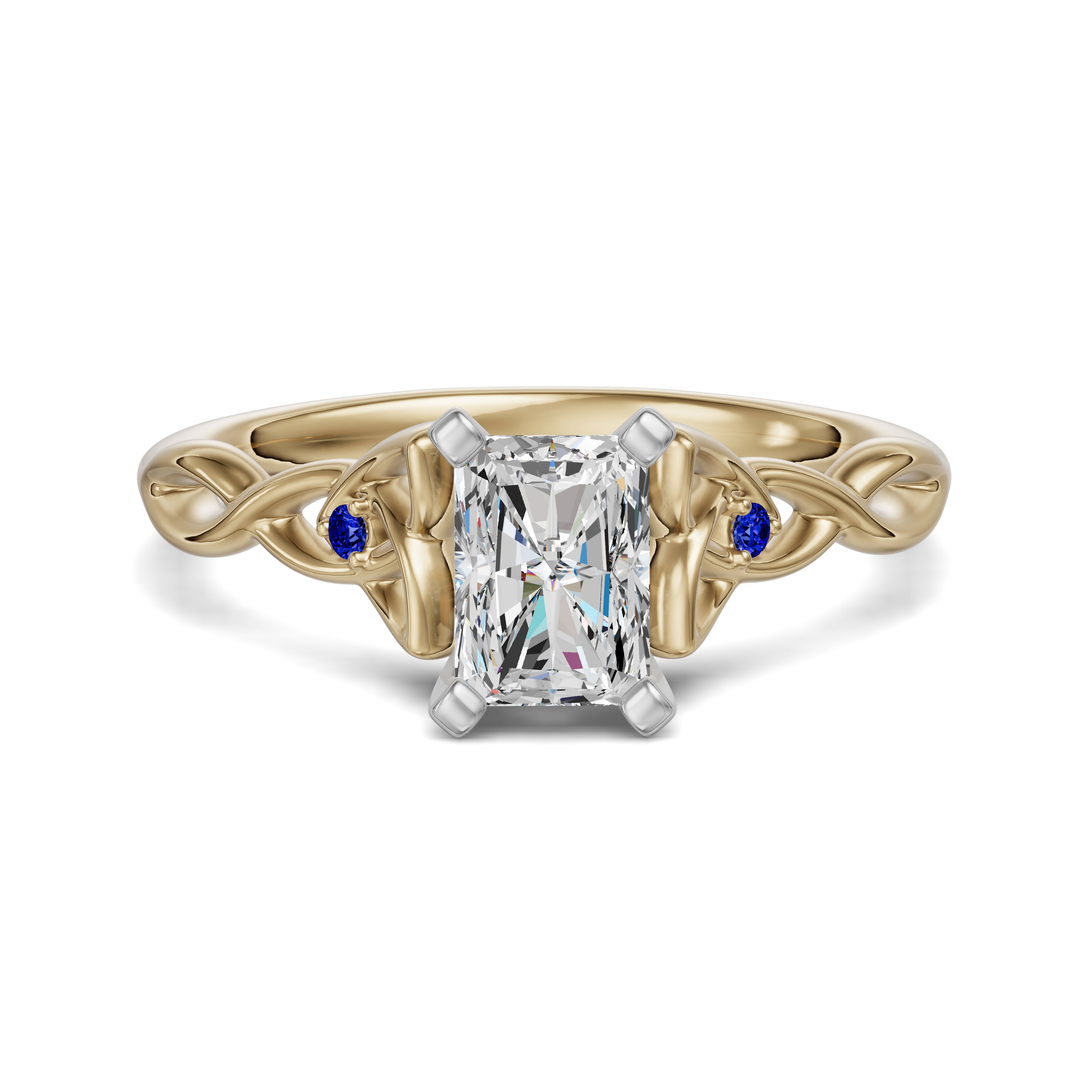Celtic Knot Radiant Cut Engagement Ring - Sapphire