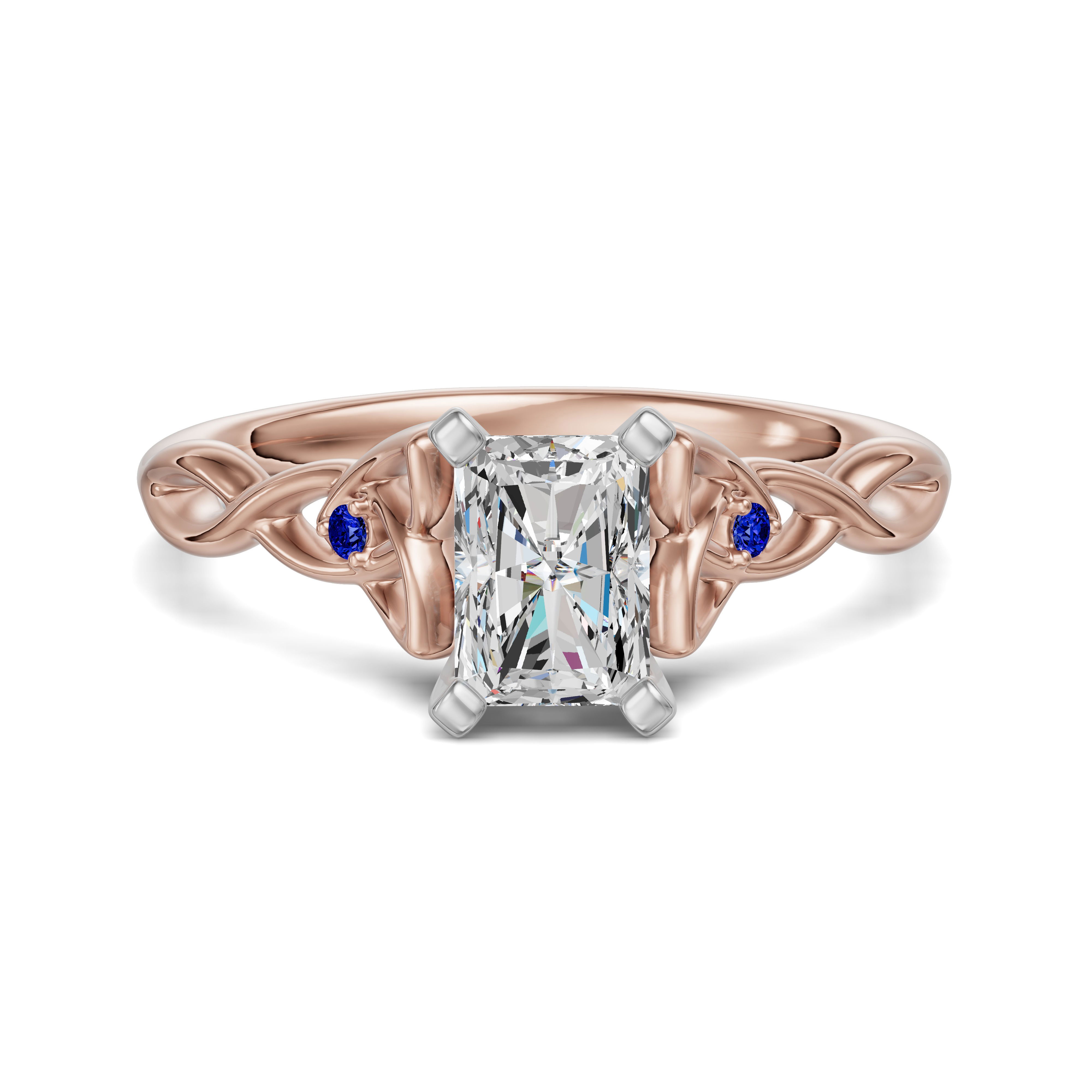 Celtic Knot Radiant Cut Engagement Ring - Sapphire