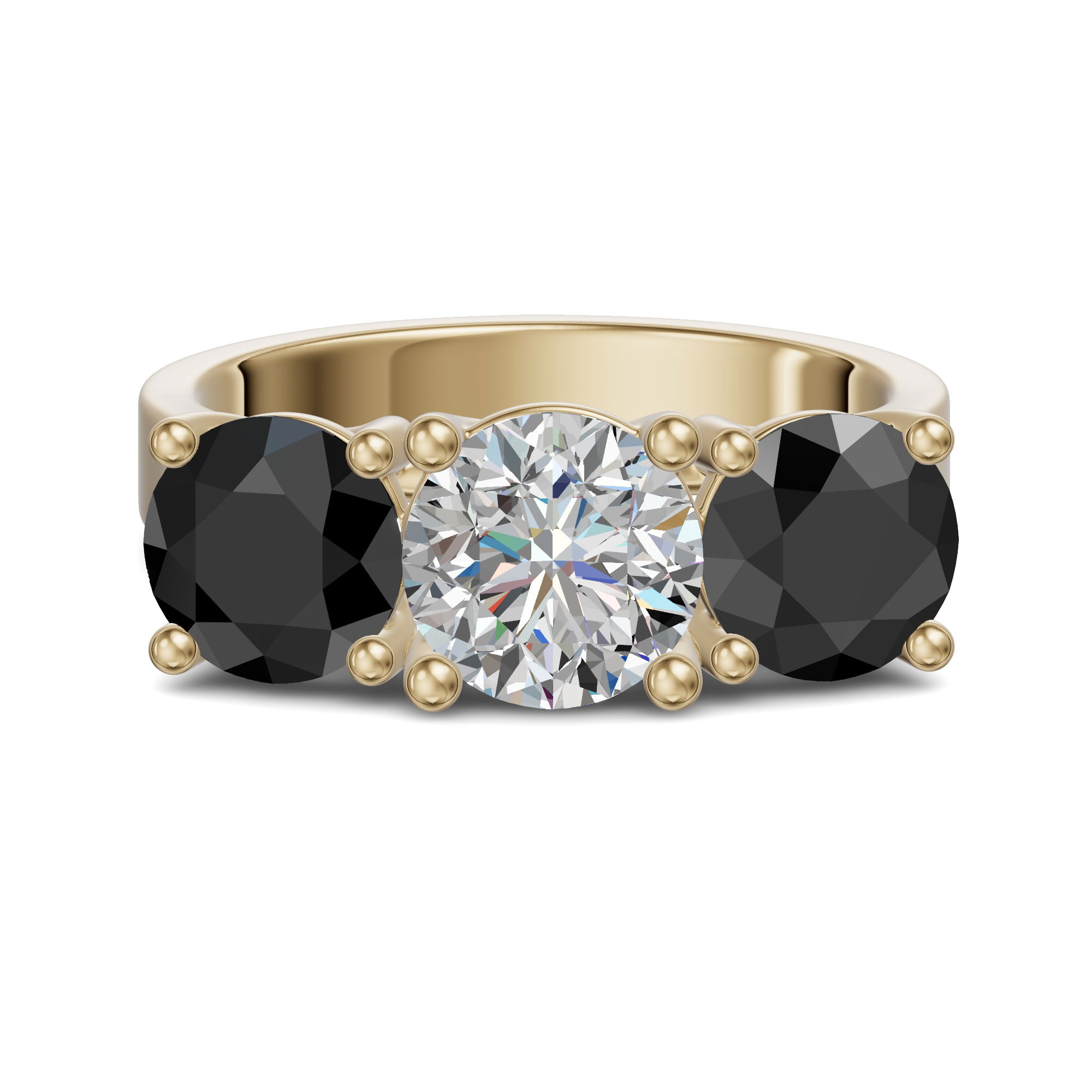 Open Arms Round Cut Engagement Ring - Midnight