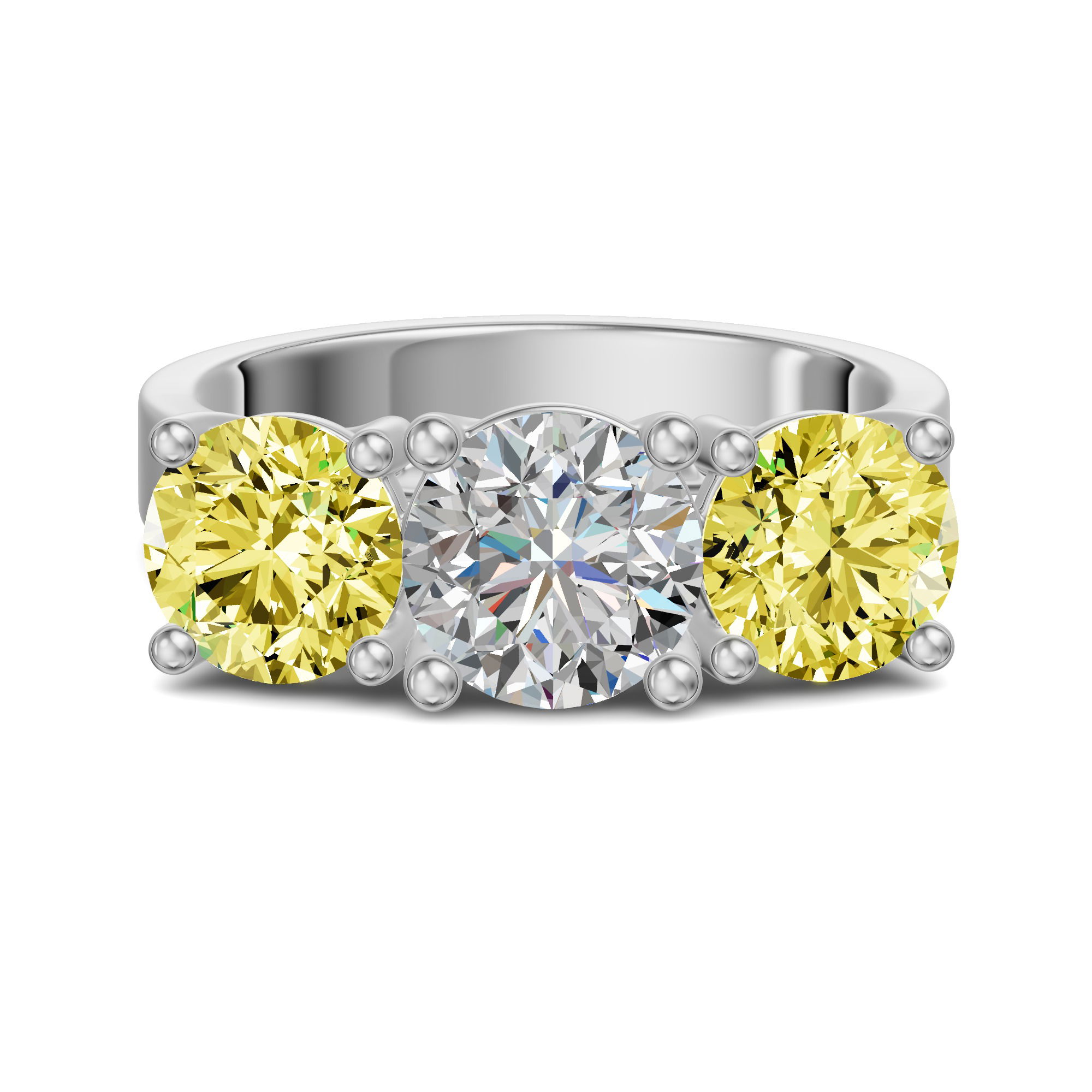 Open Arms Round Cut Engagement Ring - Canary