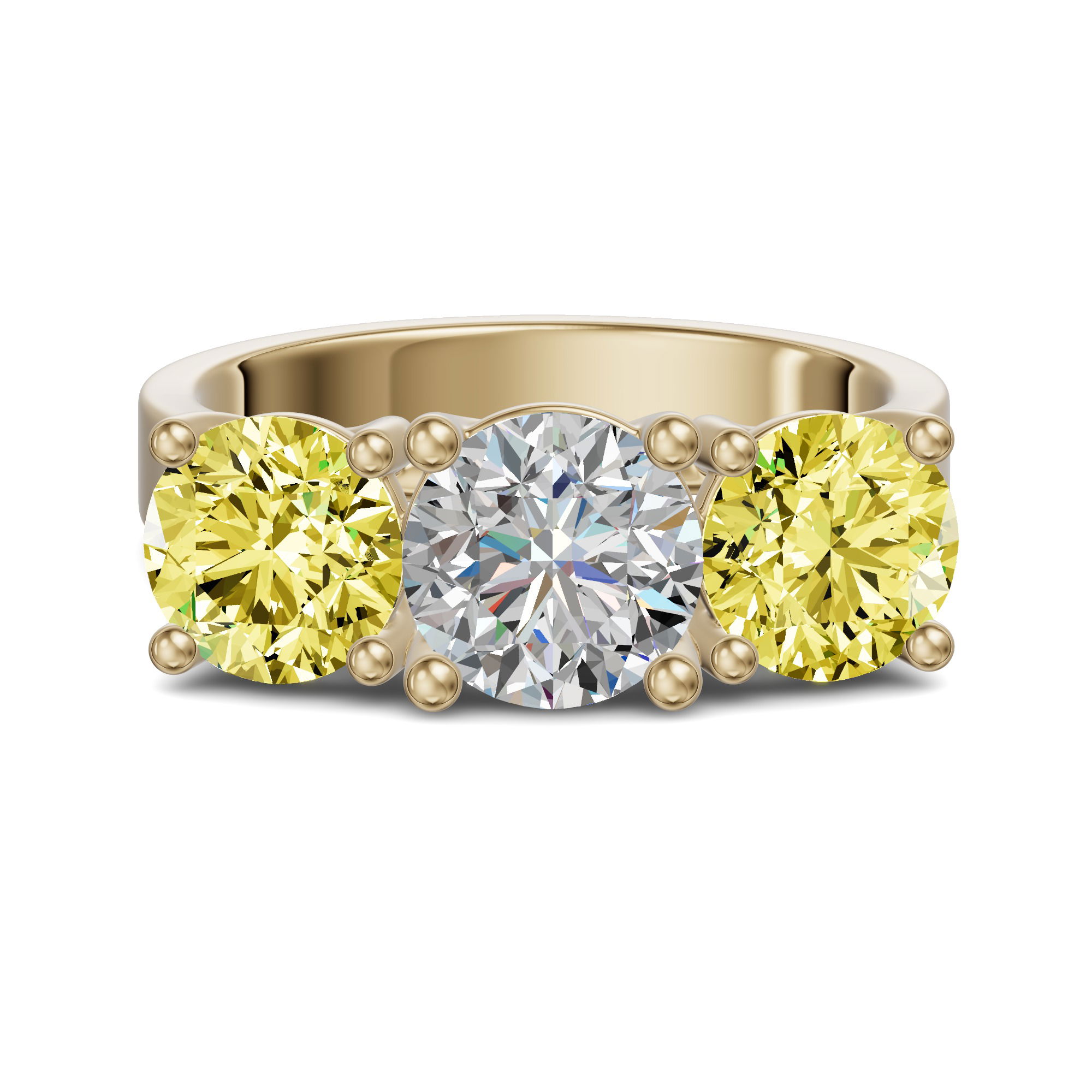 Open Arms Round Cut Engagement Ring - Canary