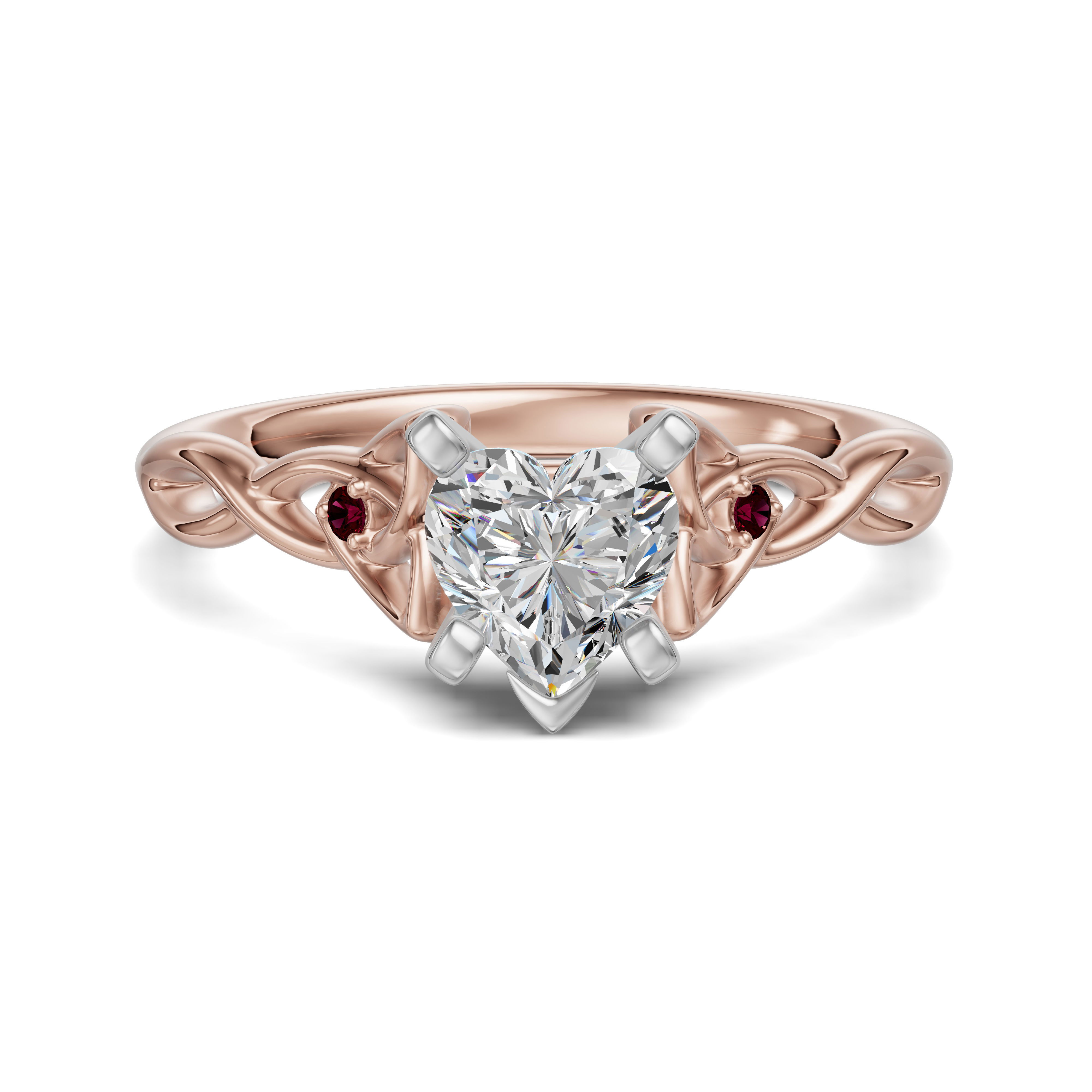 Celtic Knot Heart Cut Engagement Ring - Ruby
