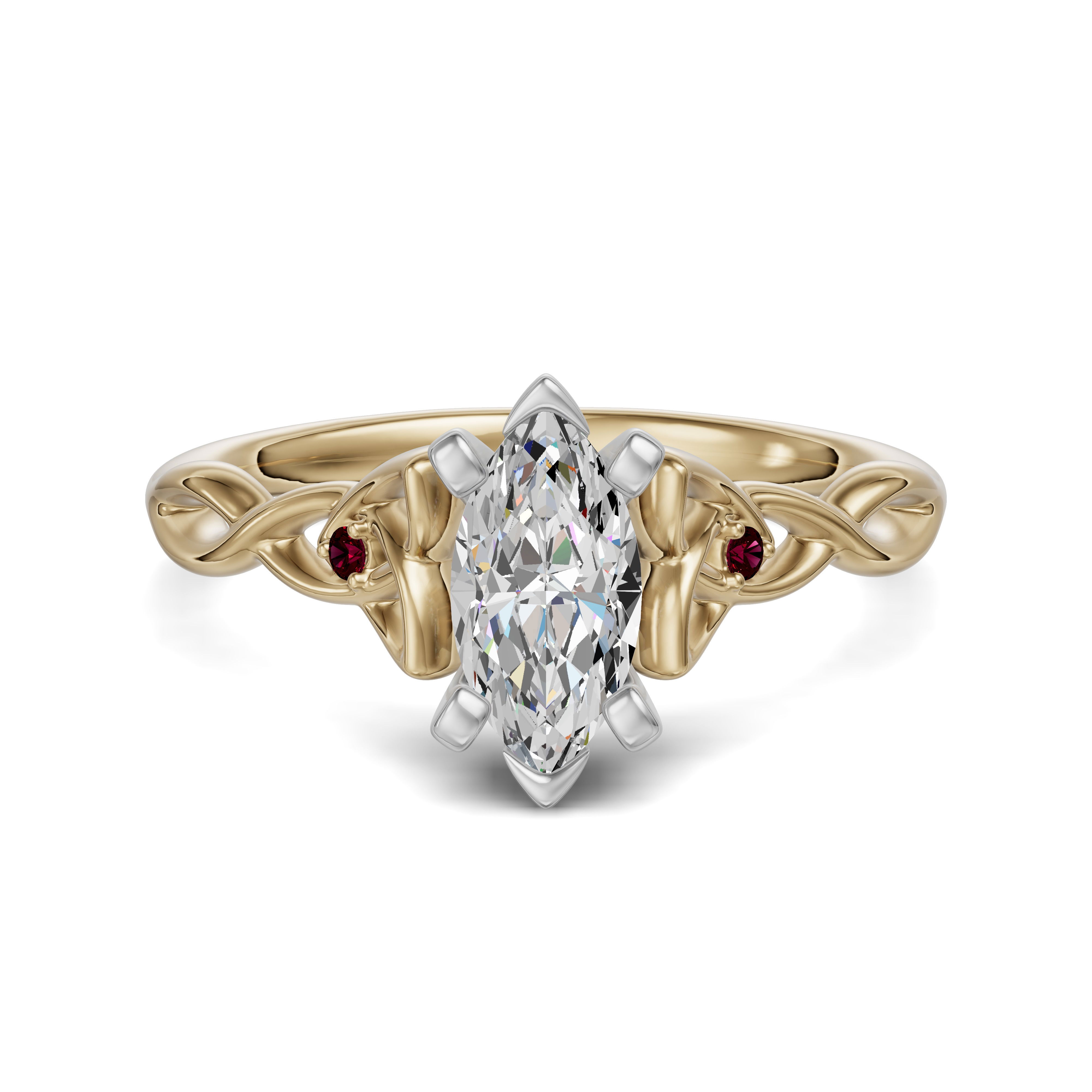 Celtic Knot Marquise Cut Engagement Ring - Ruby