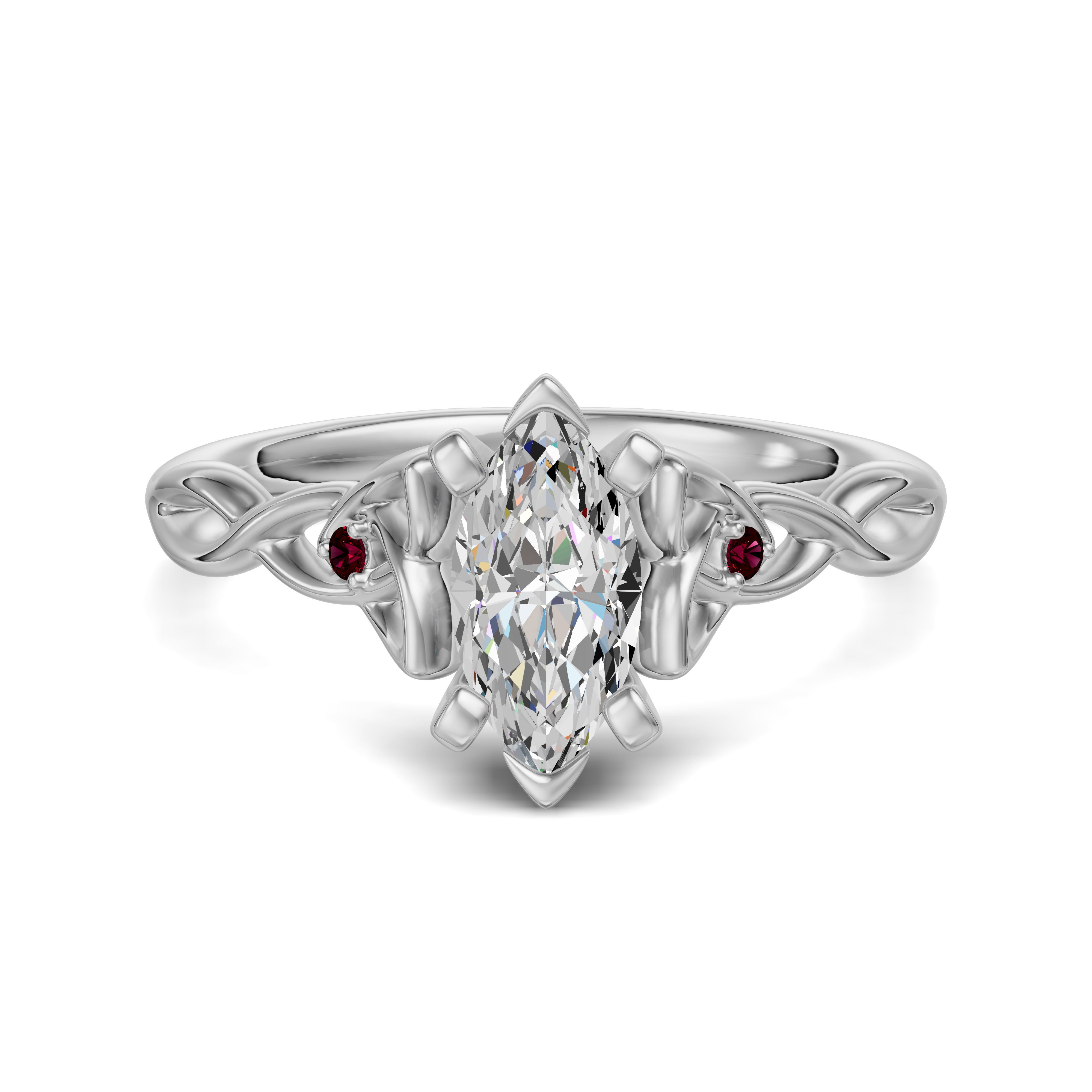 Celtic Knot Marquise Cut Engagement Ring - Ruby