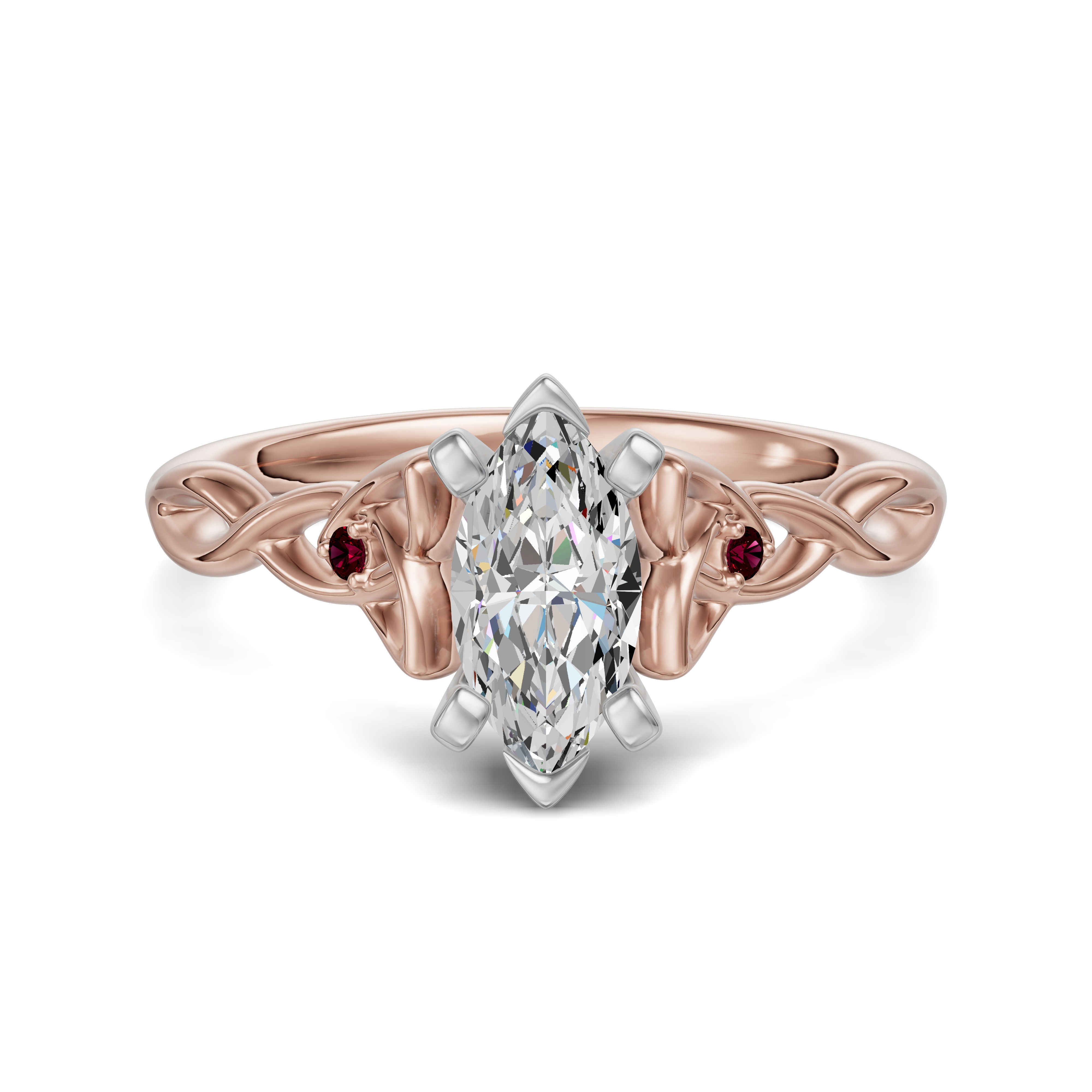 Celtic Knot Marquise Cut Engagement Ring - Ruby