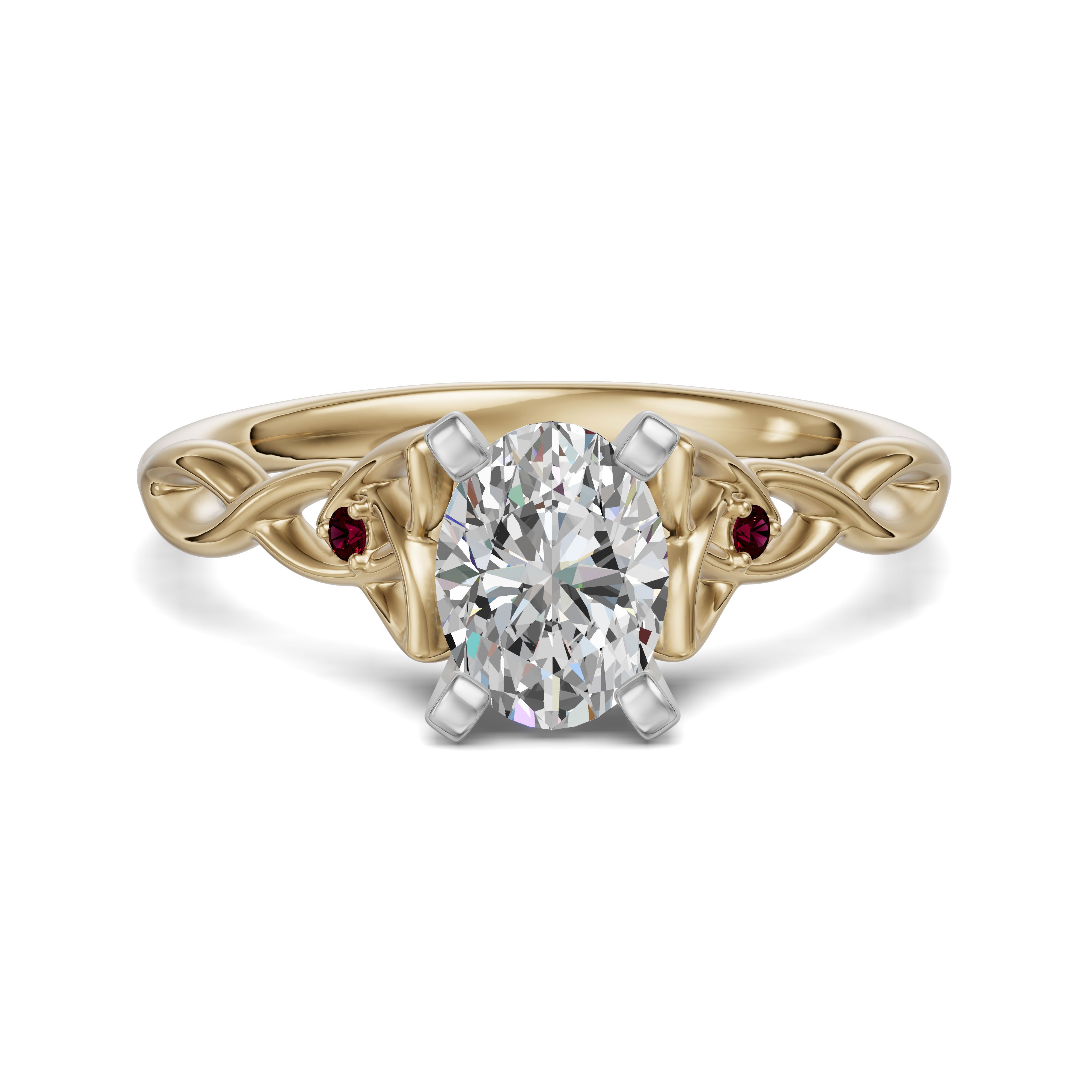 Celtic Knot Oval Cut Engagement Ring - Ruby