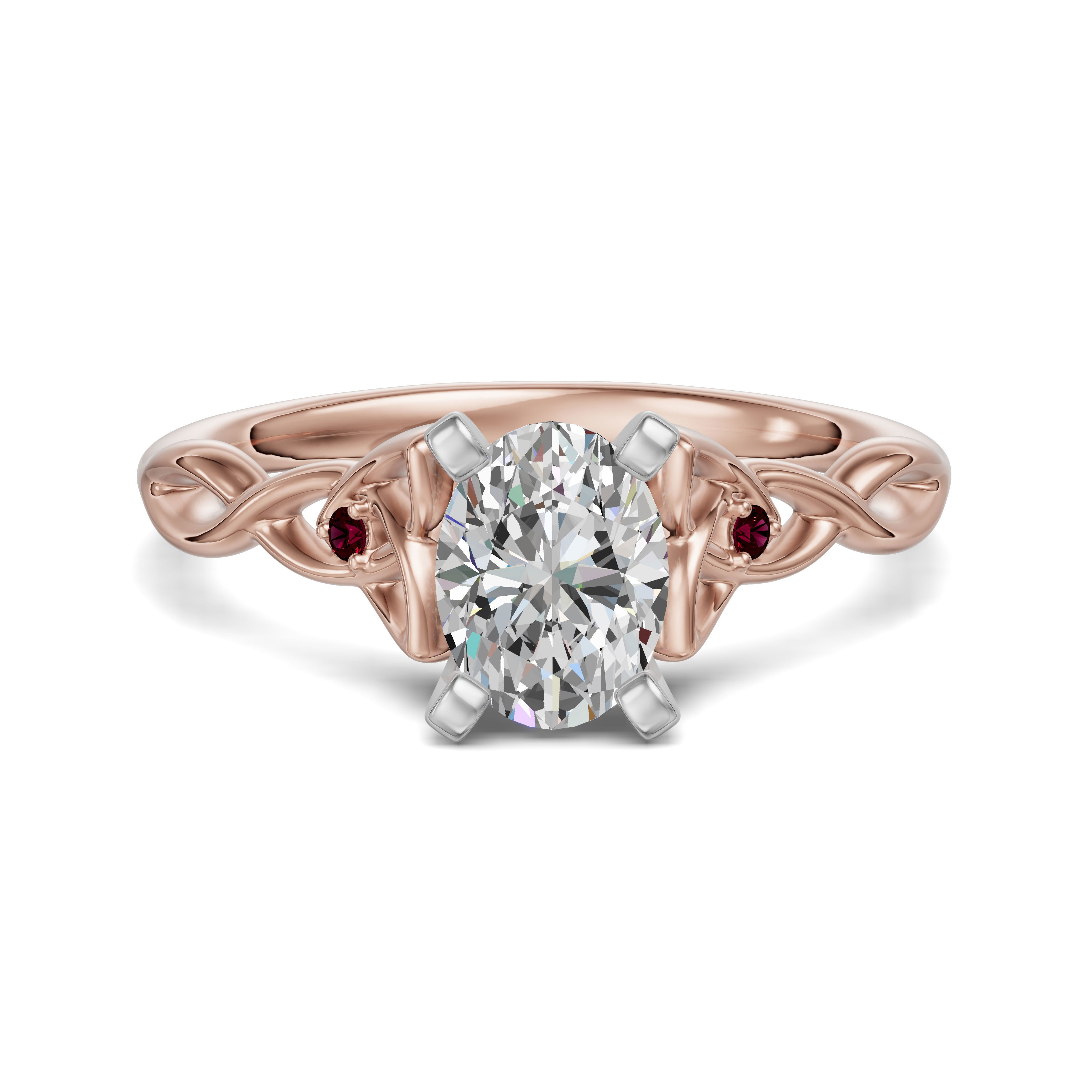 Celtic Knot Oval Cut Engagement Ring - Ruby