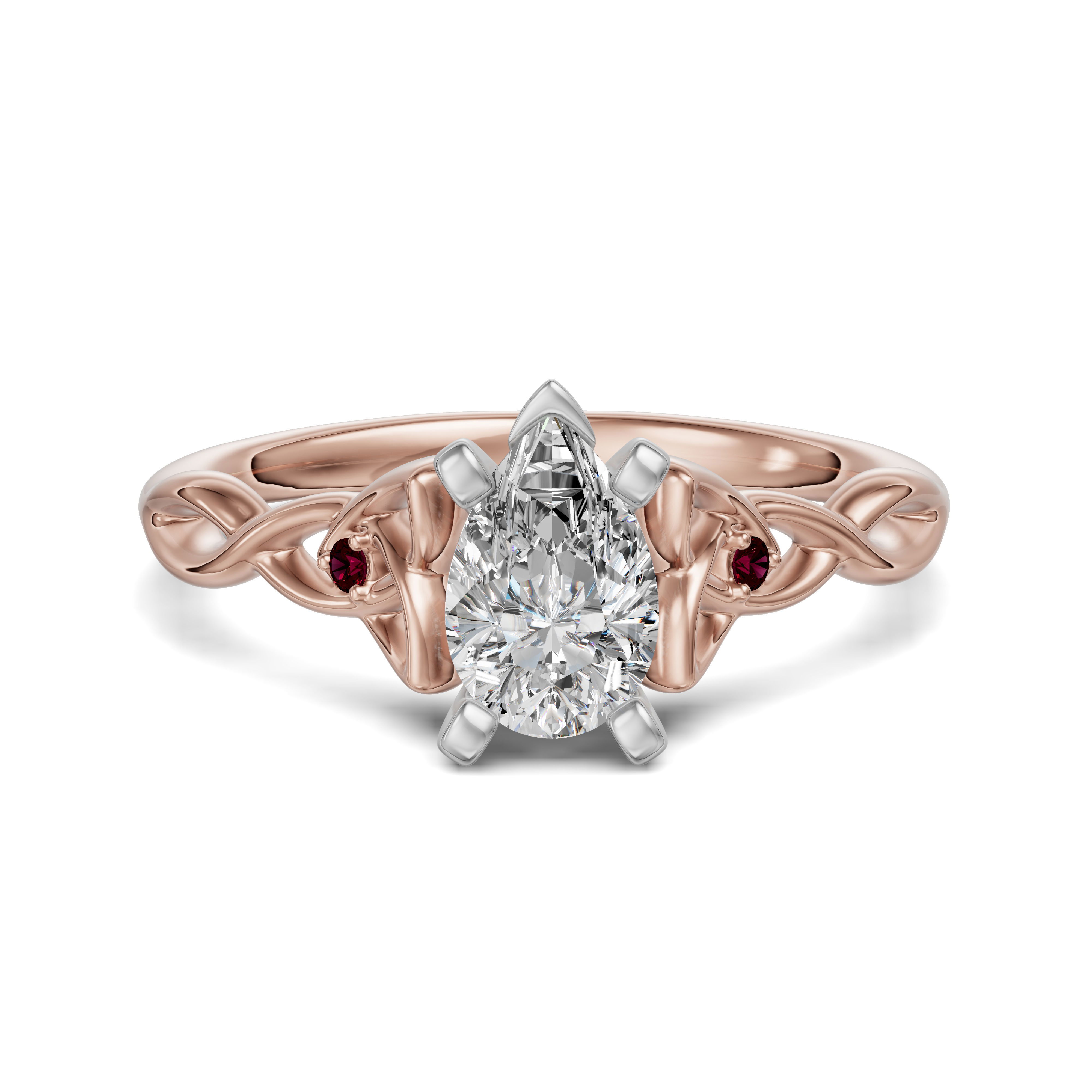 Celtic Knot Pear Cut Engagement Ring - Ruby