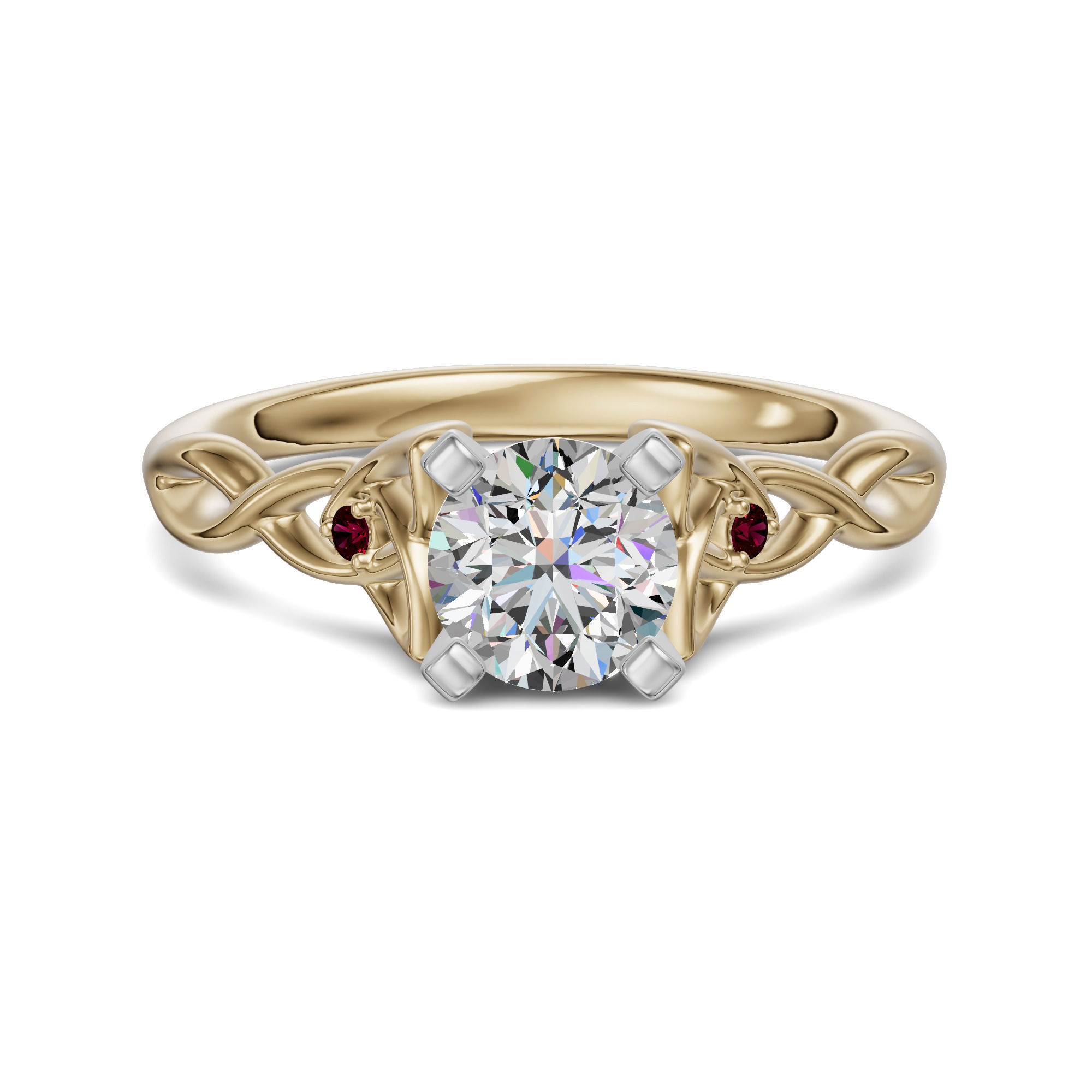 Celtic Knot Round Cut Engagement Ring - Ruby