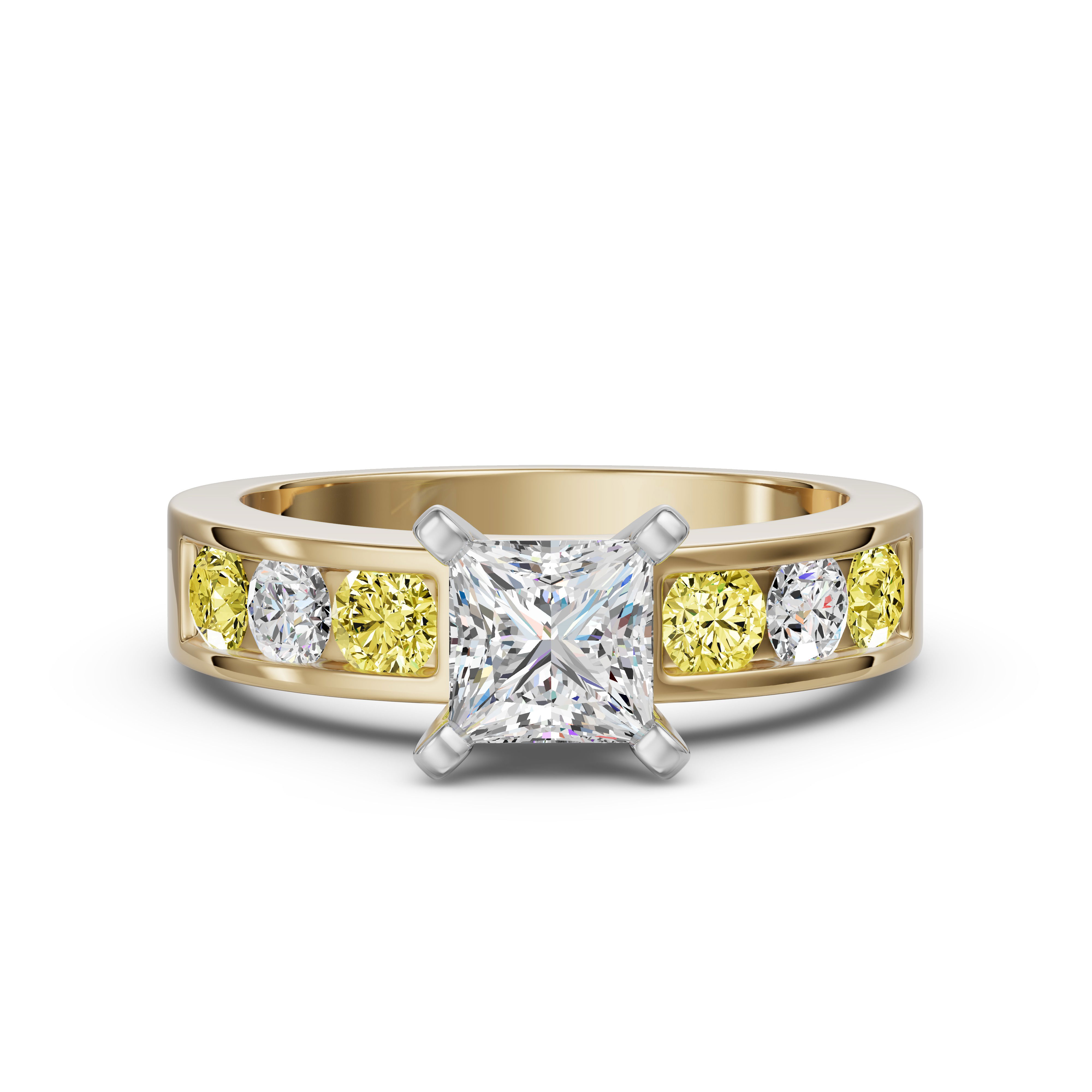 Diamond Diva Princess Cut Engagement Ring - Canary