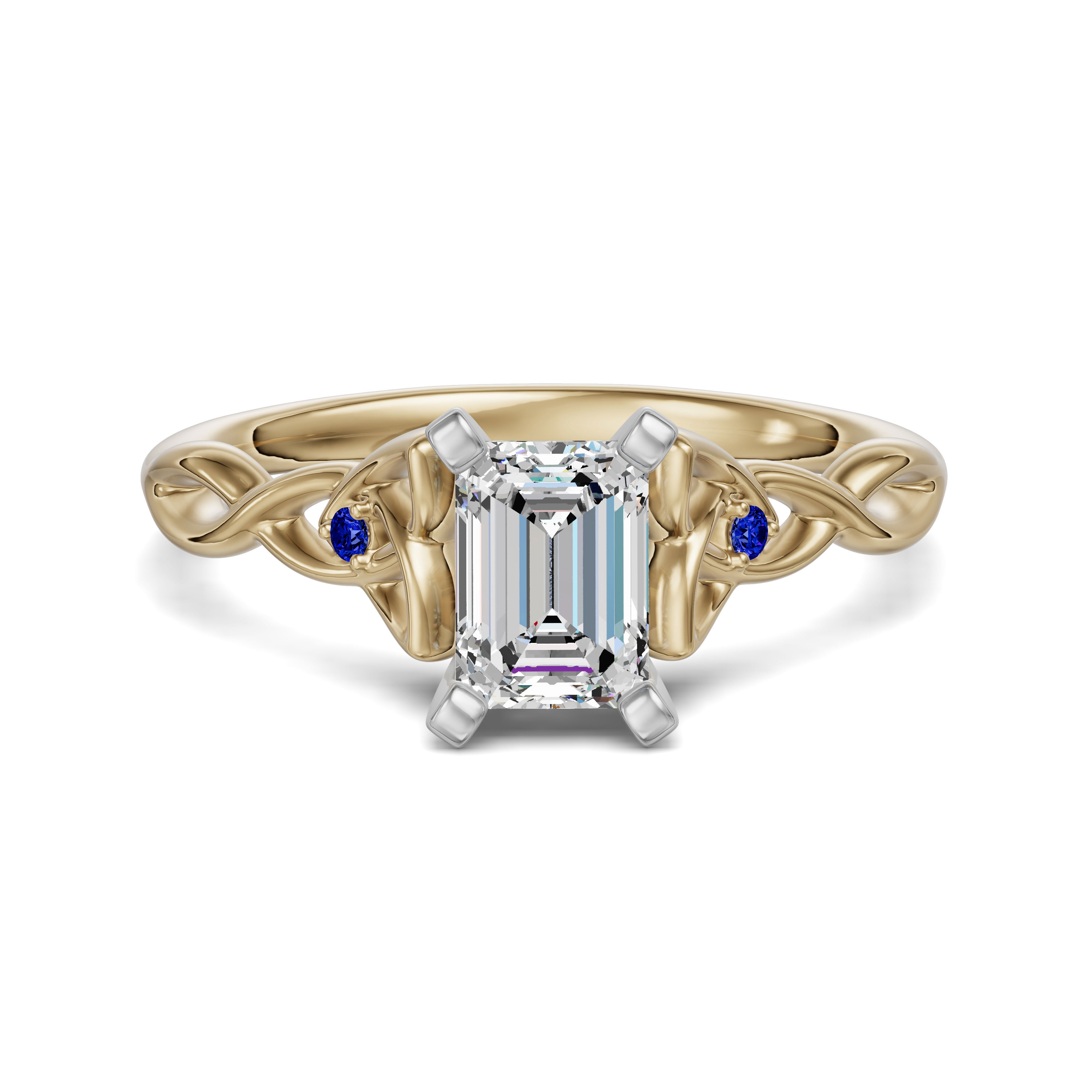 Celtic Knot Emerald Cut Engagement Ring - Sapphire