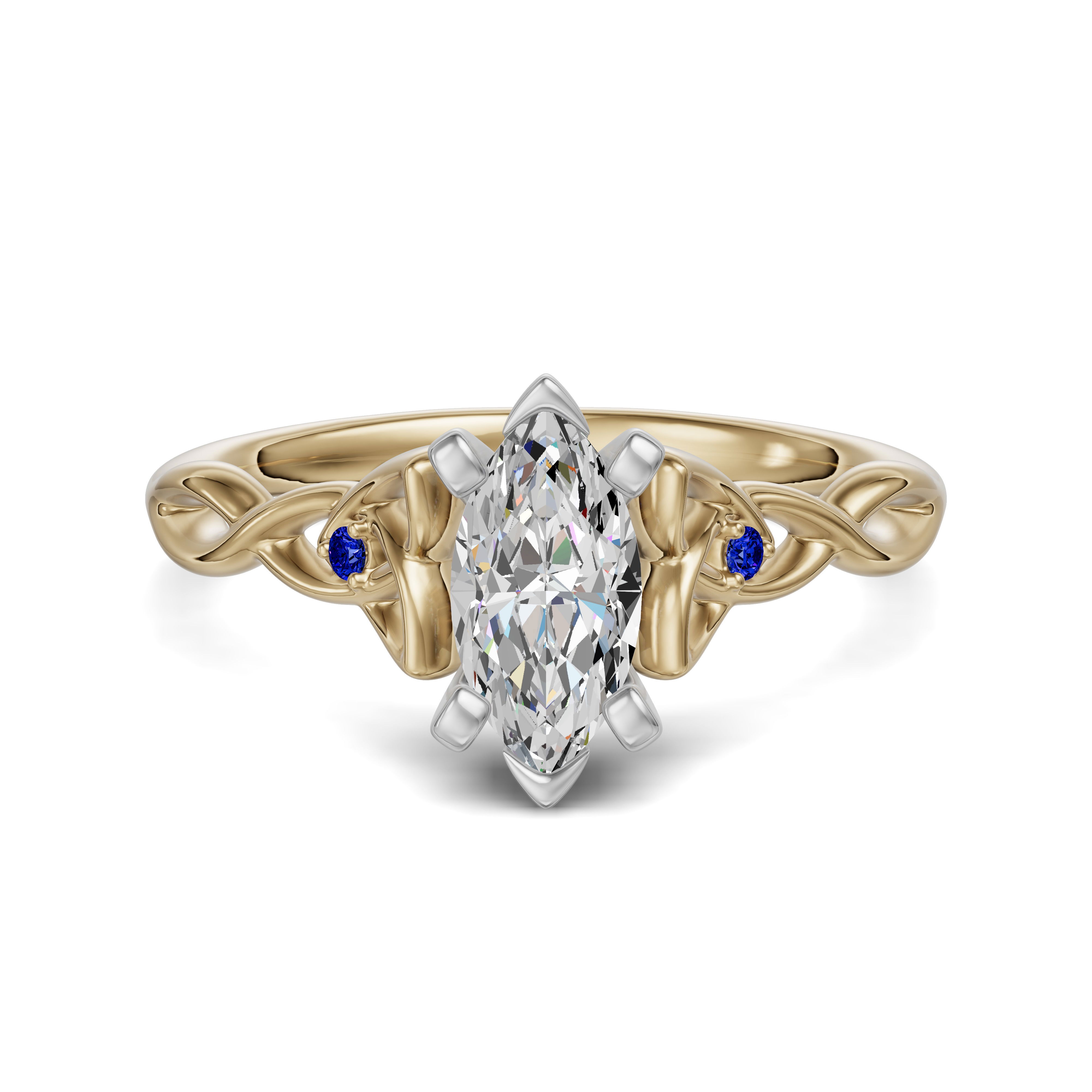 Celtic Knot Marquise Cut Engagement Ring - Sapphire