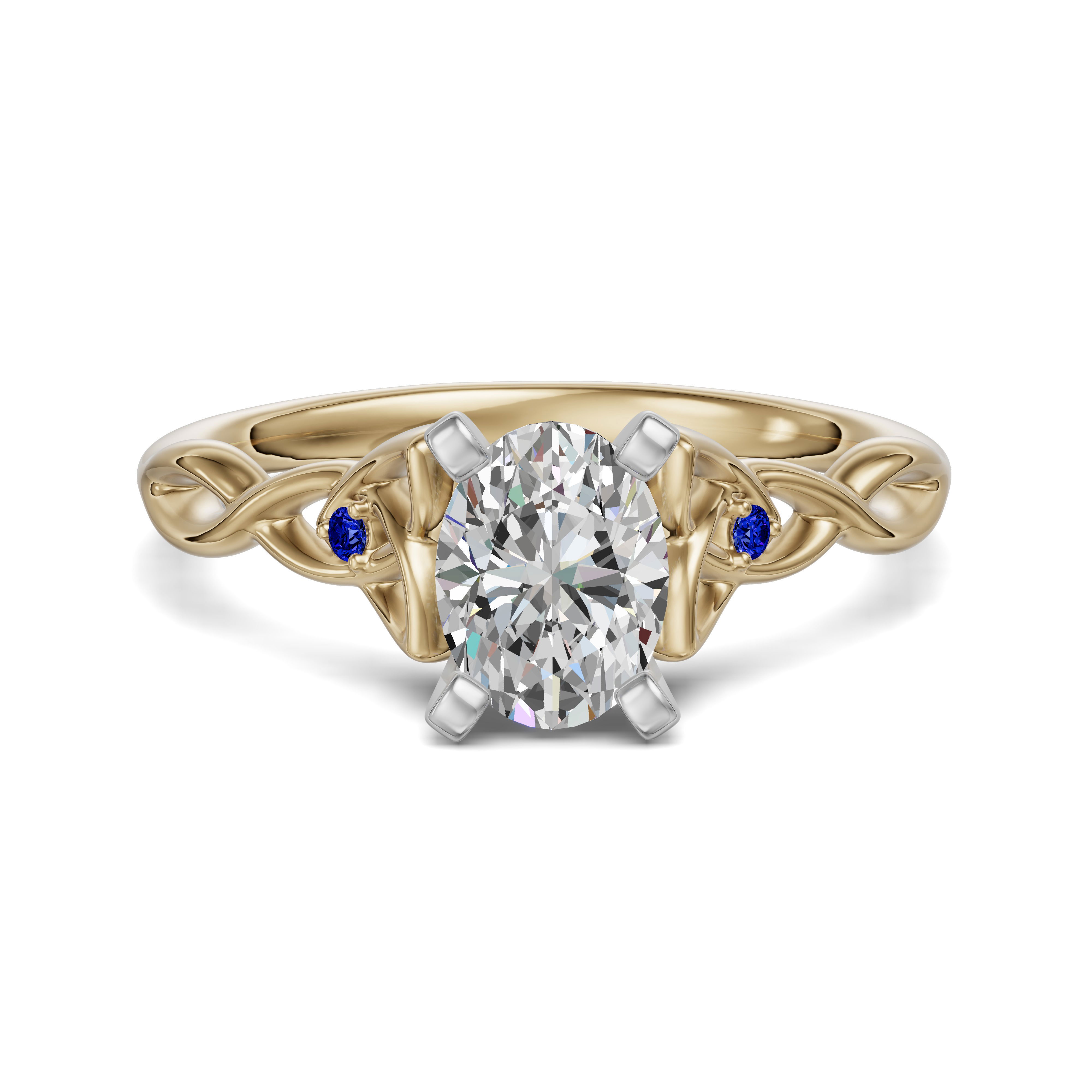Celtic Knot Oval Cut Engagement Ring - Sapphire