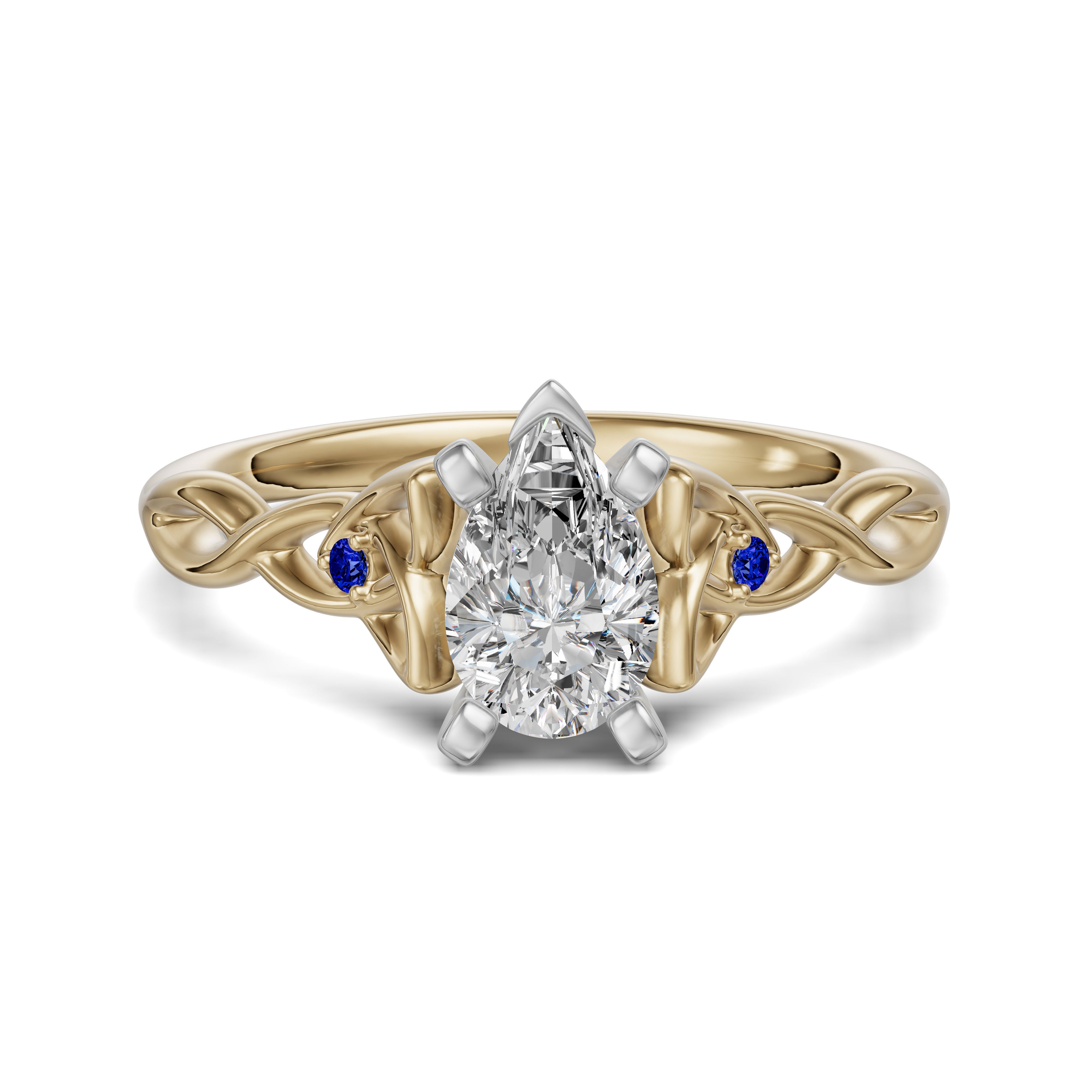 Celtic Knot Pear Cut Engagement Ring - Sapphire