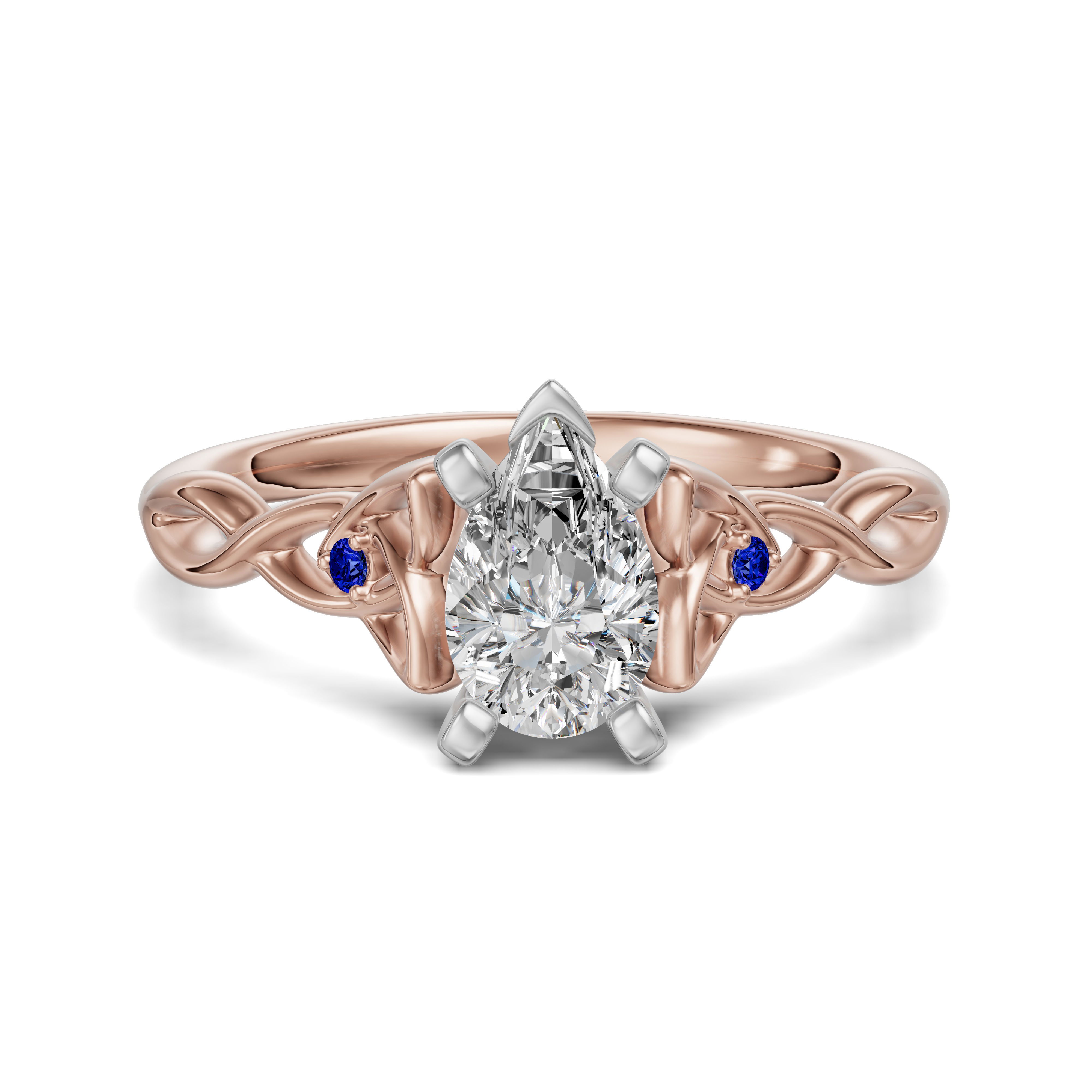 Celtic Knot Pear Cut Engagement Ring - Sapphire