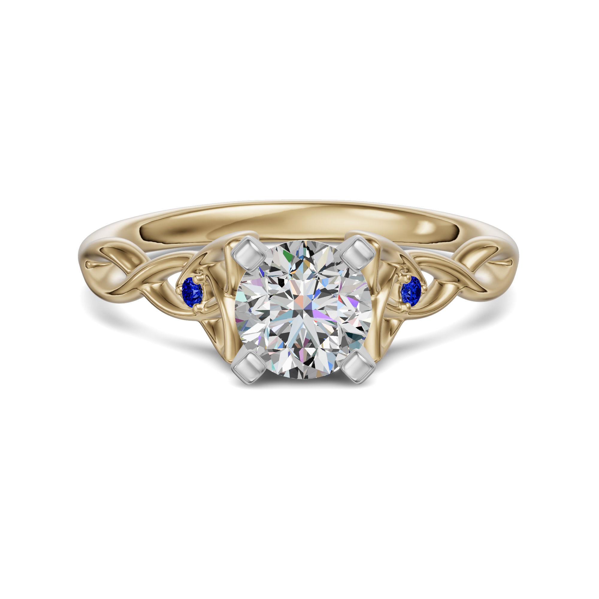 Celtic Knot Round Cut Engagement Ring - Sapphire
