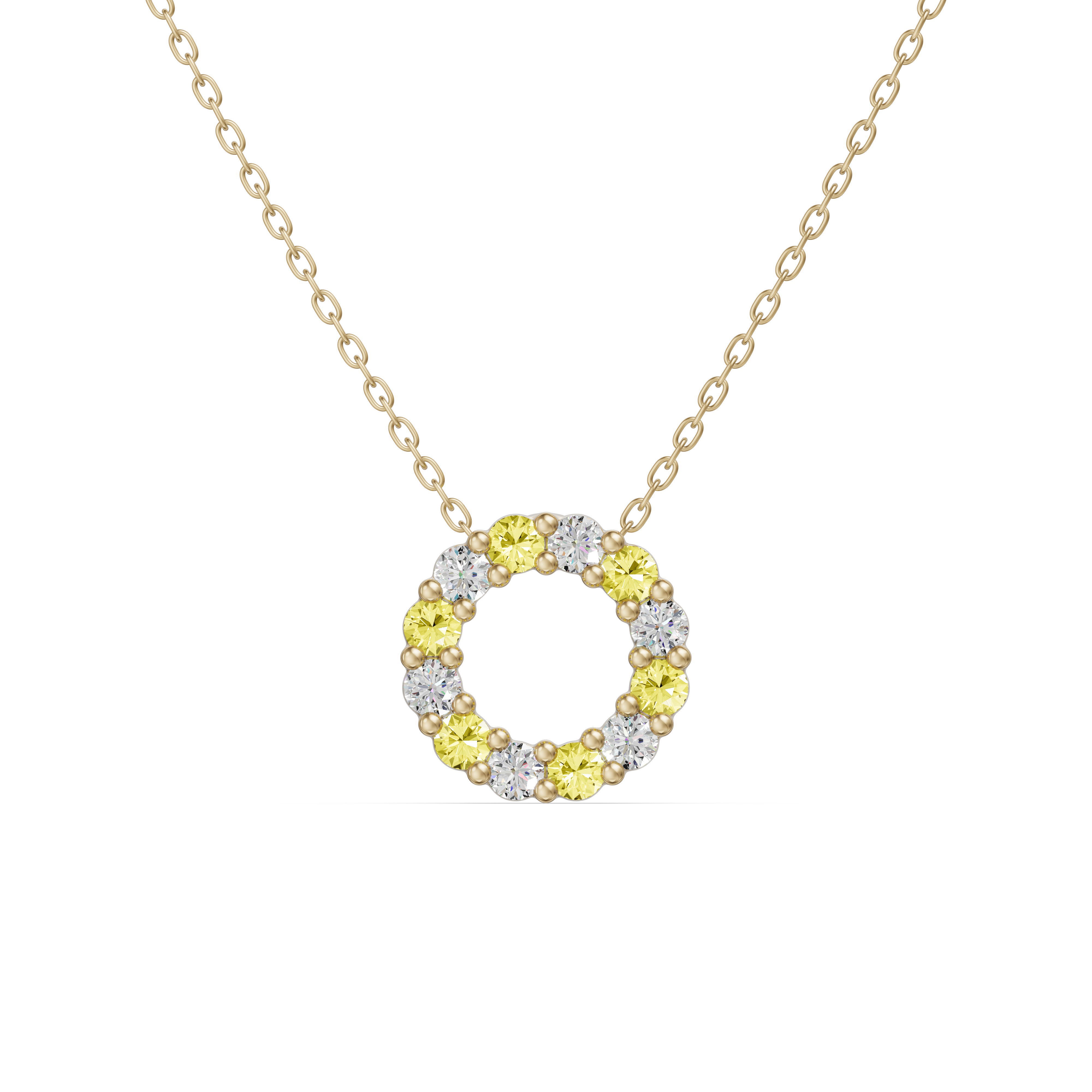 Accented Circle Pendant 0.25ct - Canary