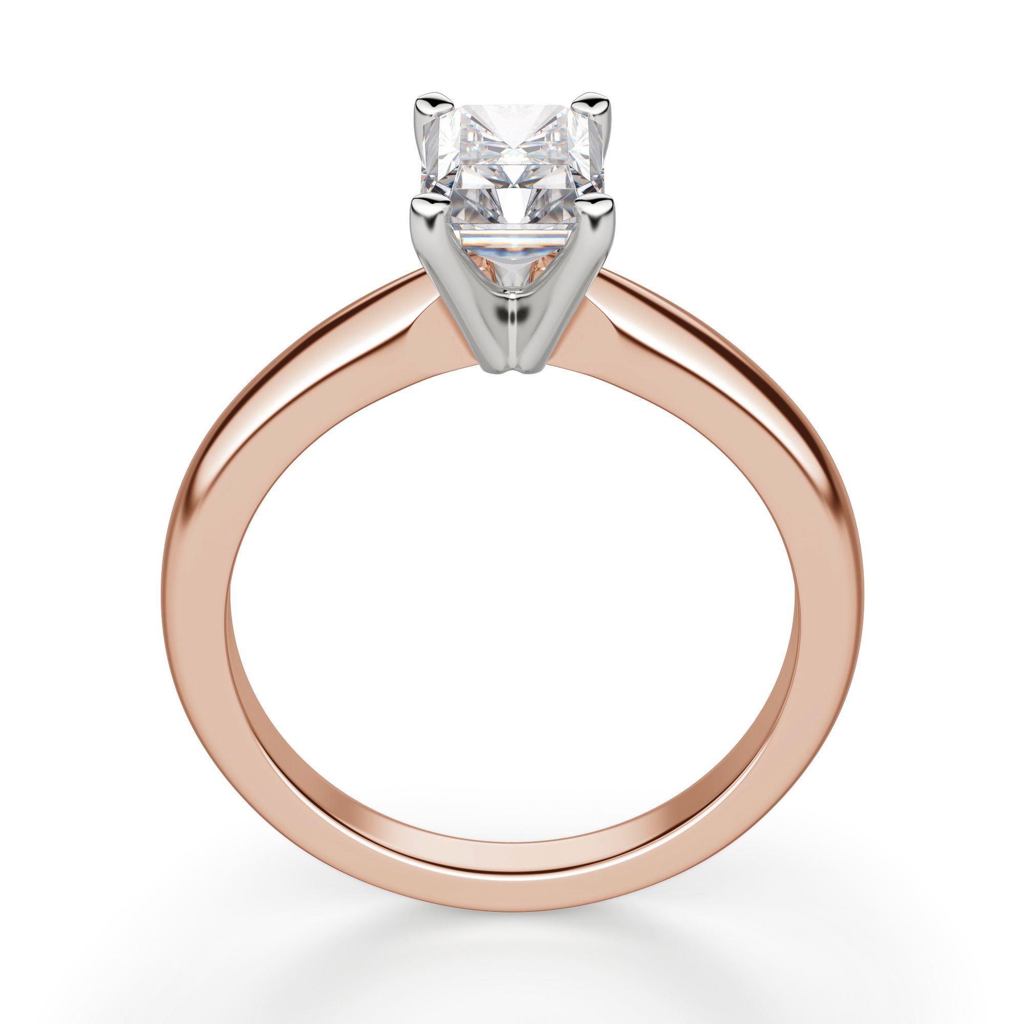 Tapered Classic Solitaire Radiant Cut Engagement Ring
