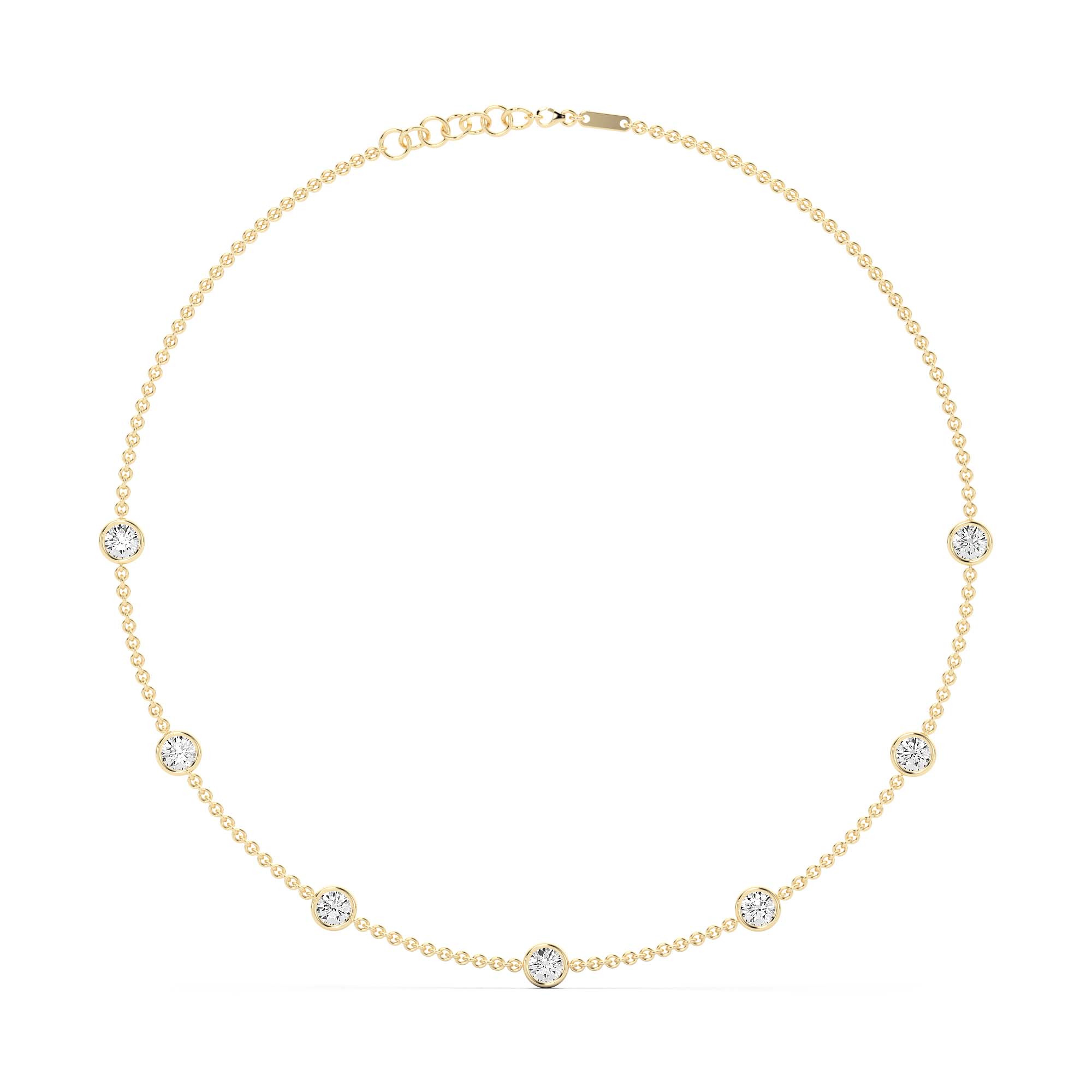 7 Stone Diamond By the Yard Necklace with Round Shaped Stations